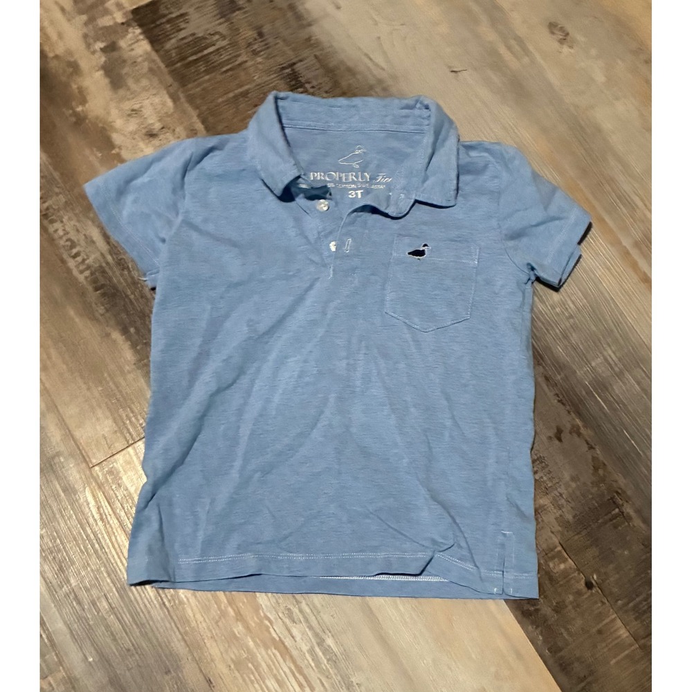 Properly Tied Boys Light Blue Short Sleeve Mallard Polo Shirt 3T